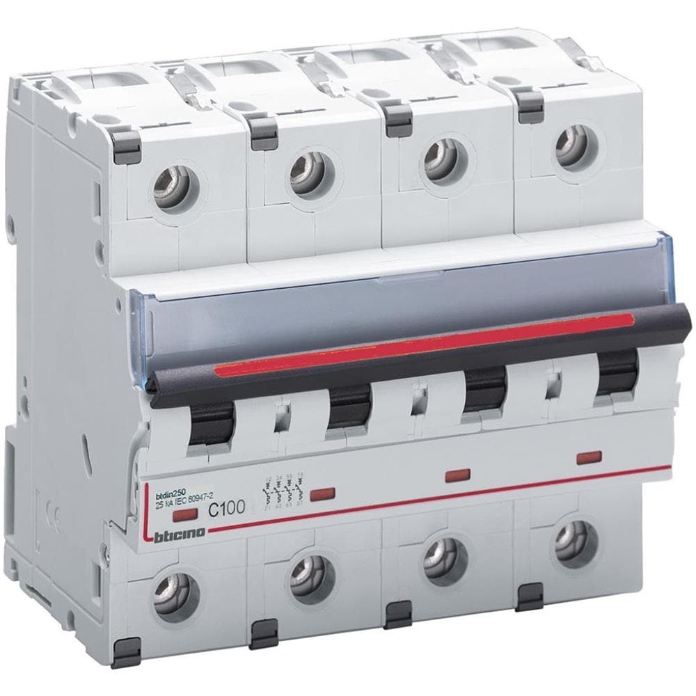 Btdin250 - Interruttore Magnetotermico 4p Curva C - In= 100a - Icu= 25ka - Vn= 400vac - 6 Moduli - Foto 1