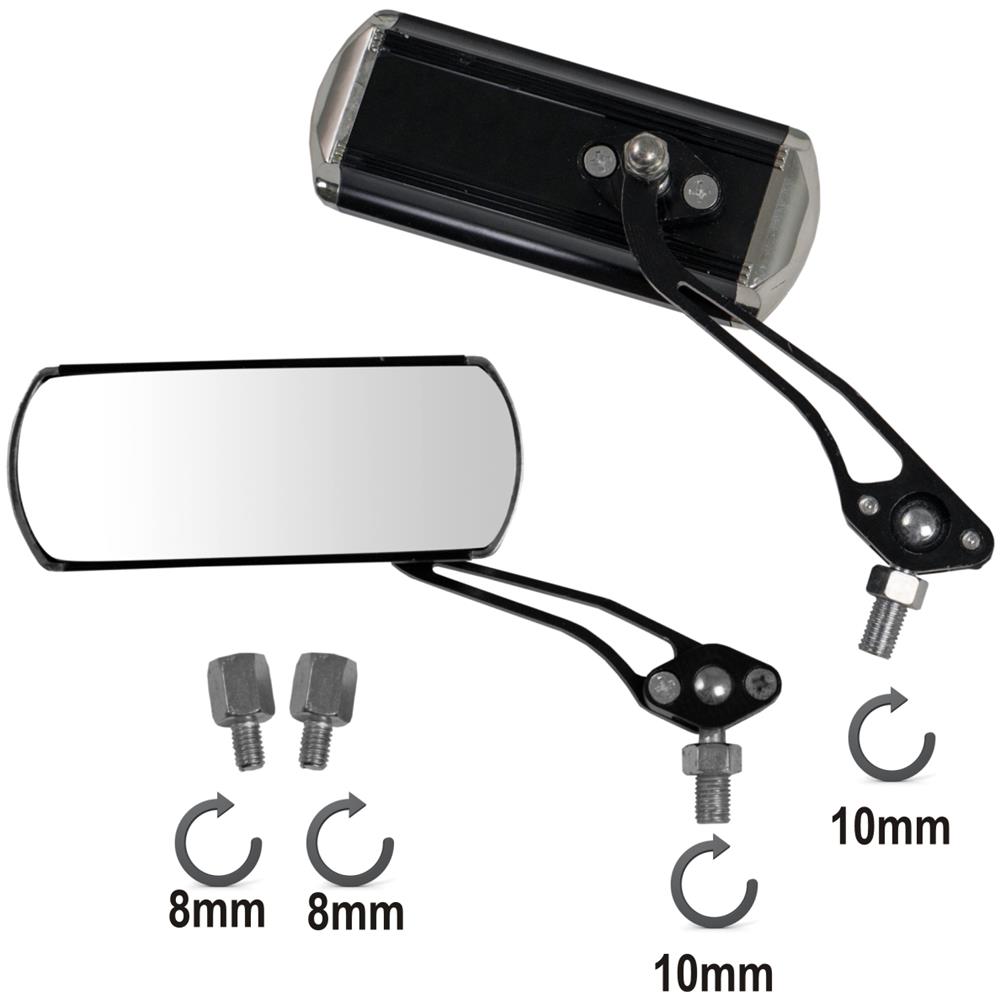 Coppia Specchietti Retrovisori Specchi Moto Chopper Nero Dx+sx Custom - Foto 1