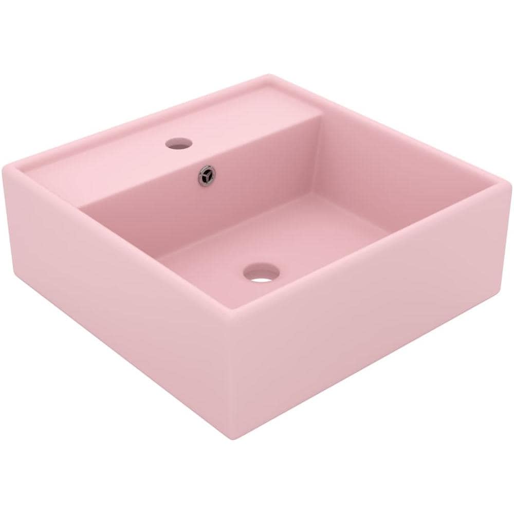 Lavabo Troppopieno Quadrato Rosa Opaco 41x41cm Ceramica - Foto 1