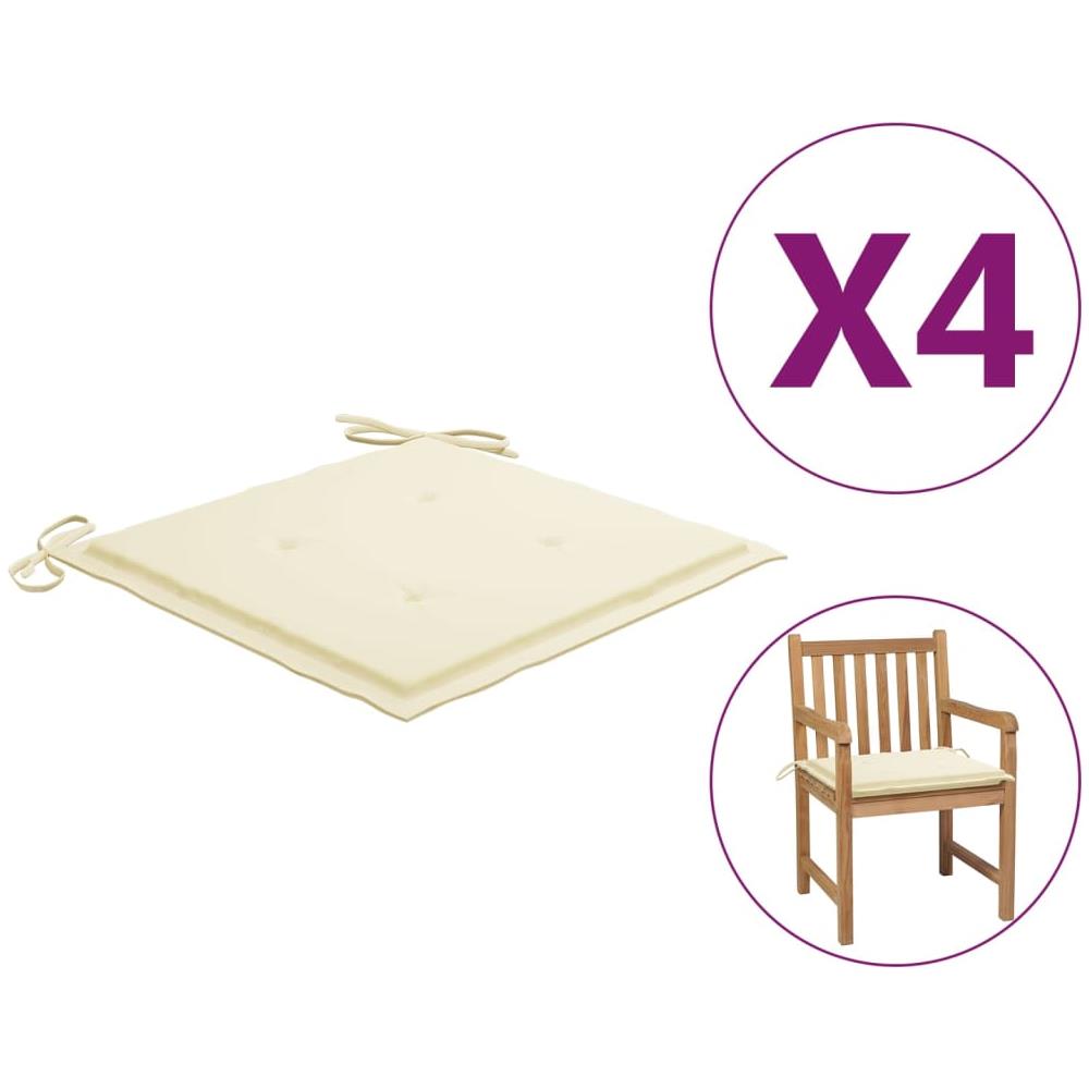 Cuscini Per Sedie Da Giardino 4 Pz Crema 50x50x4 Cm Tessuto - Foto 1