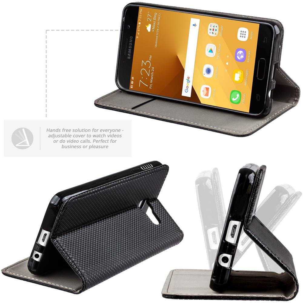 Cover Per Samsung A5 2017, Nero - Custodia A Libro Flip Smart Magnetica Con Appoggio E Porta Carte - Foto 8