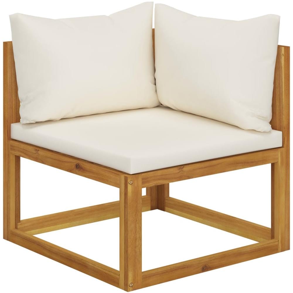 Set Divani Da Giardino 7 Pz Con Cuscini Crema Massello Acacia - Foto 2
