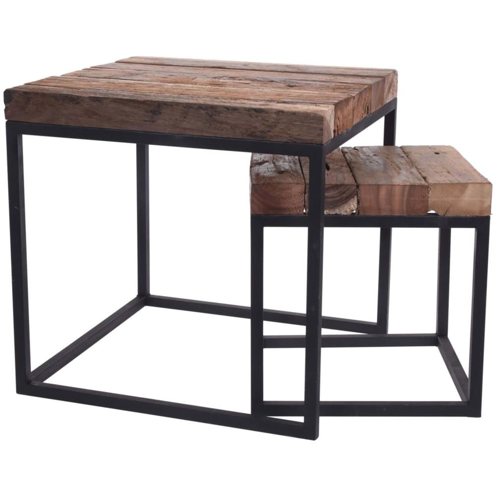 Tavolini Gold 2 pz. Legno massello di recupero