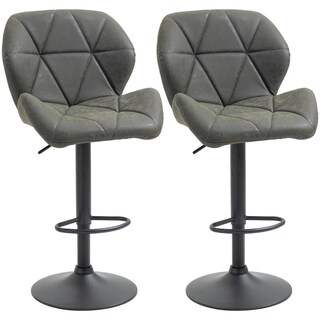 HOMCOM Set 2 Sgabelli Bar Con Altezza Regolabile, Sgabelli Cucina Alti In Tessuto Effetto Lino Con Schienale, Poggiapiedi E Seduta Morbida, Struttura In Metallo, Sedie Bar Alte Girevoli A 360°, Nero