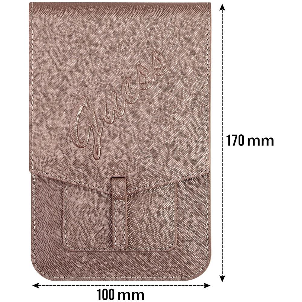 Pochette Per Smartphone Similpelle Saffiano Con Tracolla Portatessere Guess Rosa - Foto 5