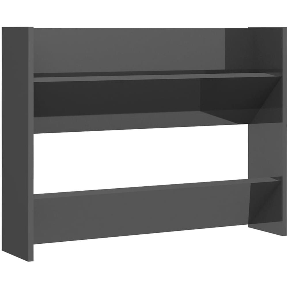 Scarpiera a Muro Grigio Lucido 80x18x60 cm in Legno Multistrato - Foto 1