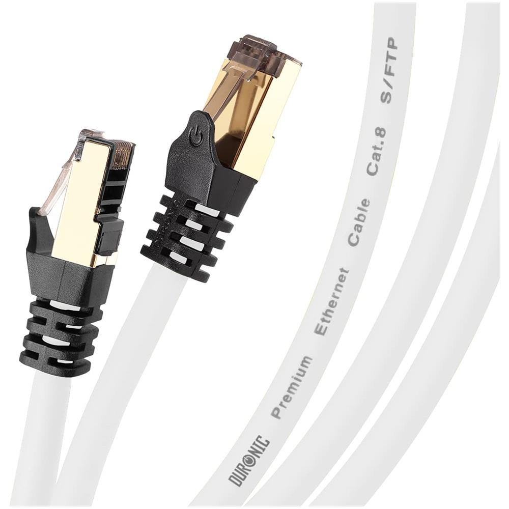 Cat8 Bianco 5 M | Cavo Di Rete Ethernet Schermato S / ftp | Cavo Ethernet Patch Superveloce | Supporta Fino A 2 Ghz / 2000 Mhz | Connettori Rj45 | Trasmissione Dati 40 Gigabit - Foto 1