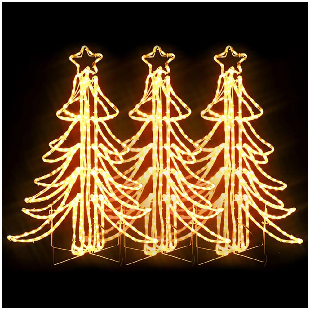 Figura Albero Natale Pieghevole Led 3pz Bianco Caldo 87x87x93cm - Foto 2