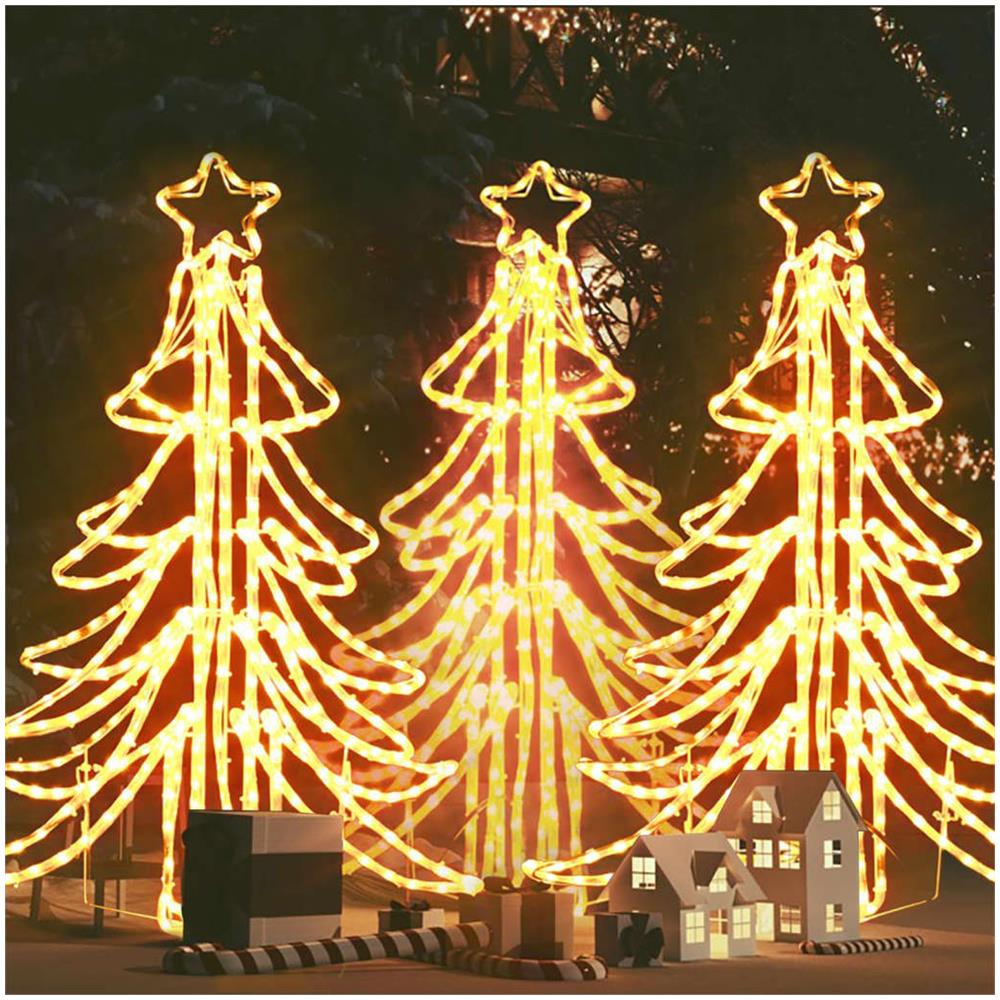 Figura Albero Natale Pieghevole Led 3pz Bianco Caldo 87x87x93cm - Foto 1