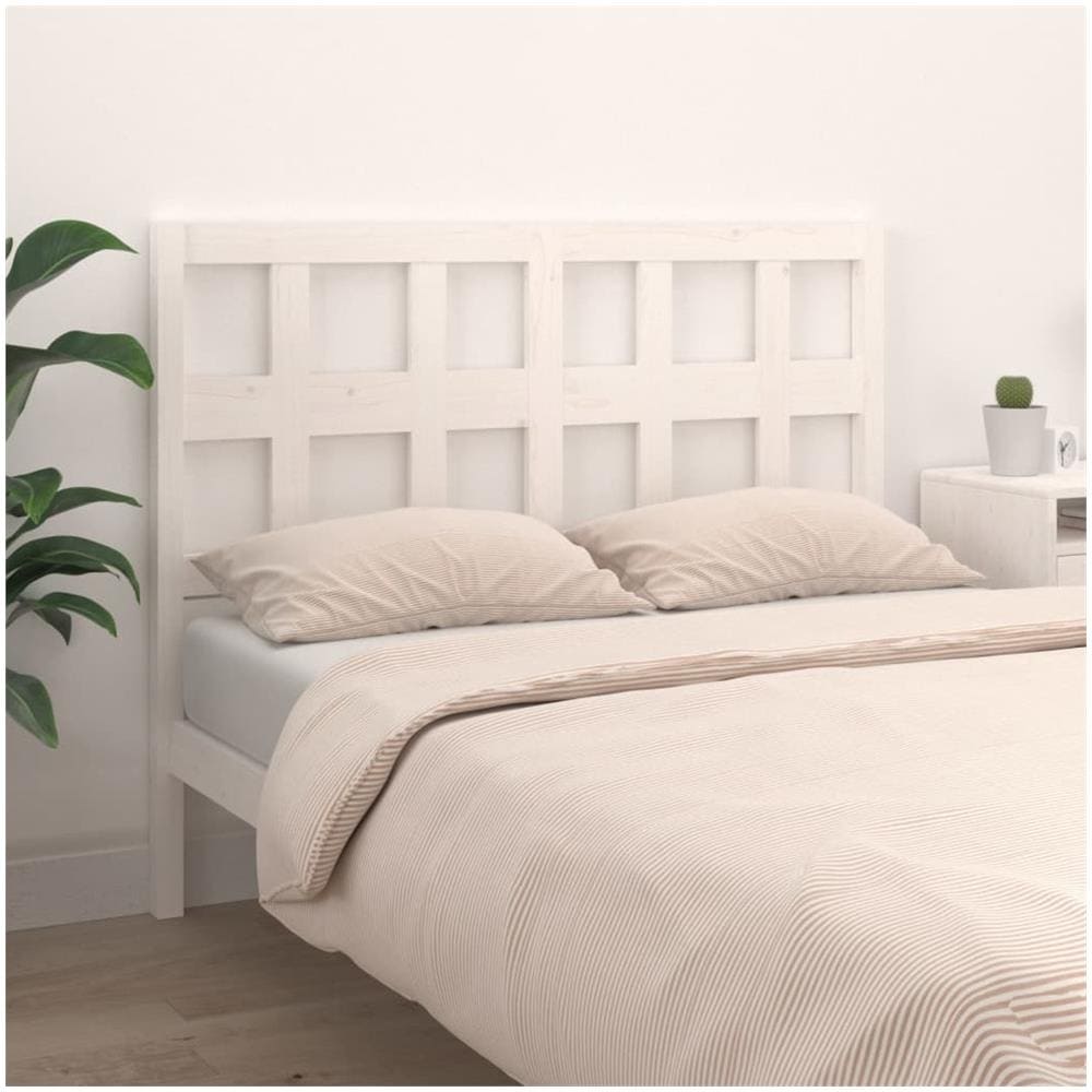 Testiera Per Letto Bianca 205,5x4x100 Cm Legno Massello Di Pino - Foto 3