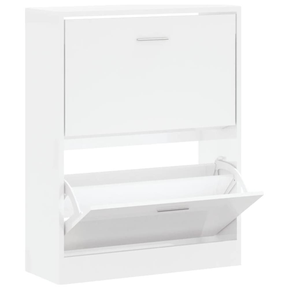 Scarpiera Bianco Lucido 63x24x81 Cm In Legno Multistrato - Foto 2