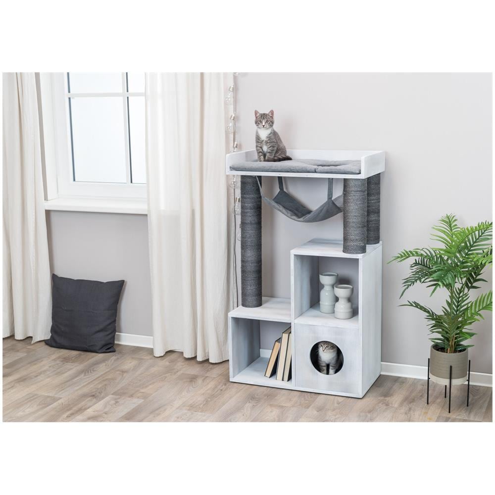 Palo Tiragraffi Gatti Con Funzione Scaffale 72x38x110 Grigio - Foto 17