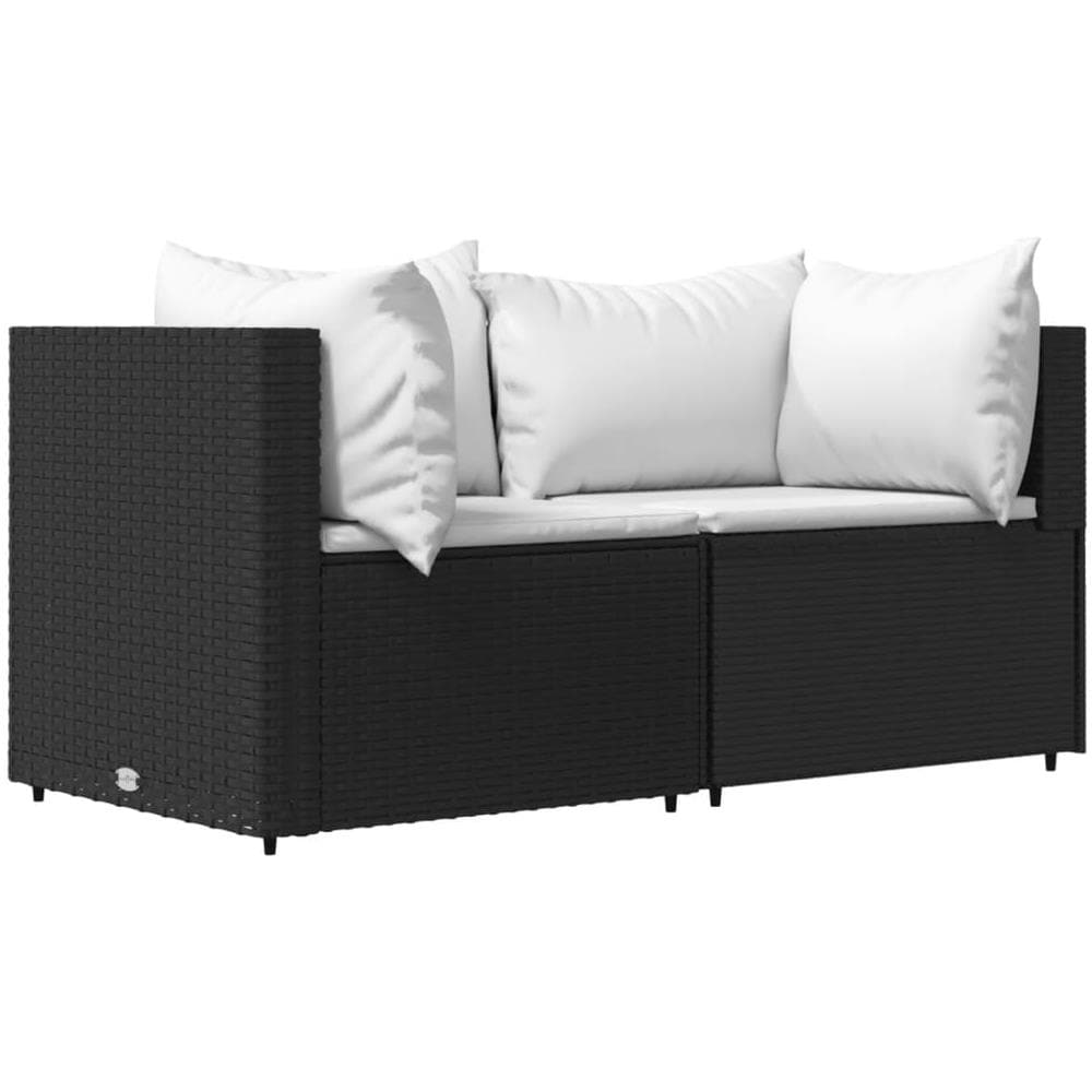 Set Divani Da Giardino 3 Pz Con Cuscini Nero In Polyrattan - Foto 2