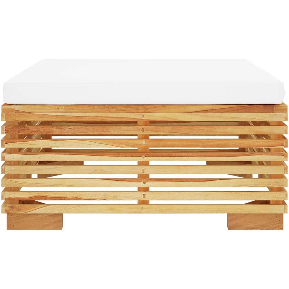 Poggiapiedi Da Giardino Con Cuscino Crema Legno Massello Teak - Foto 3