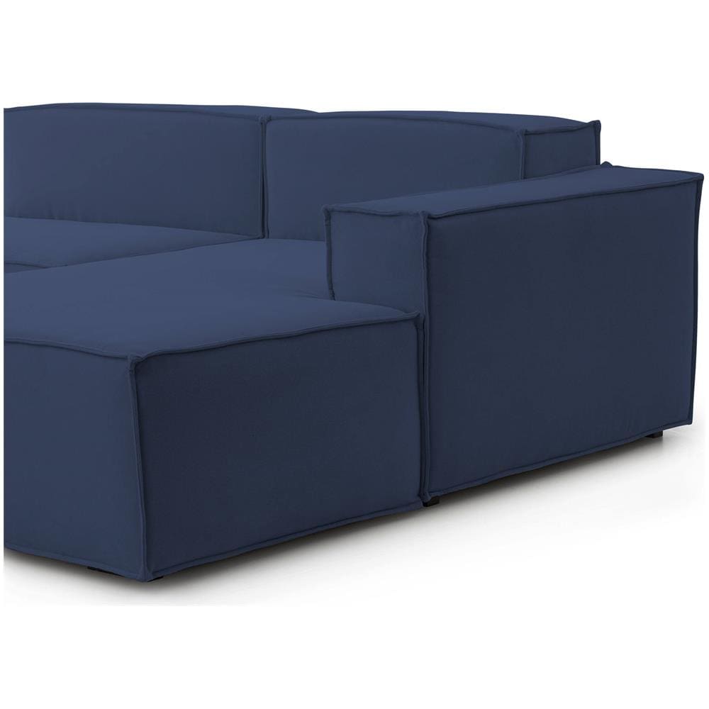 Divano Fisso Giovanna, Divano Componibile A 3 Posti Con Penisola Destra, 100% Made In Italy, Sofà Moderno In Tessuto, Cm 300x170h70, Blu - Foto 4