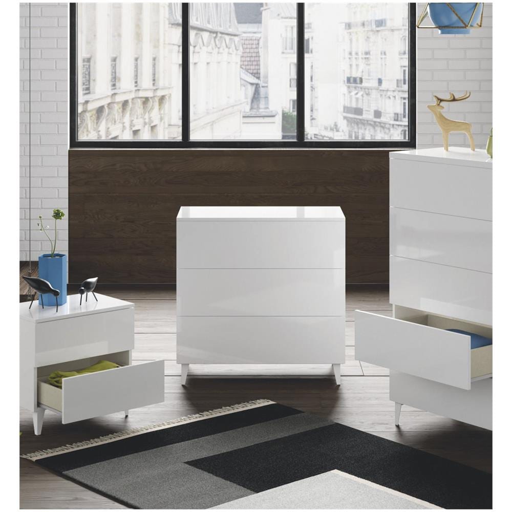 Cassettiera Baltimora, Settimanale A 3 Cassetti, Mobile Comò Per Camera Da Letto, Comò Moderno, 80x40h80 Cm, Bianco - Foto 1