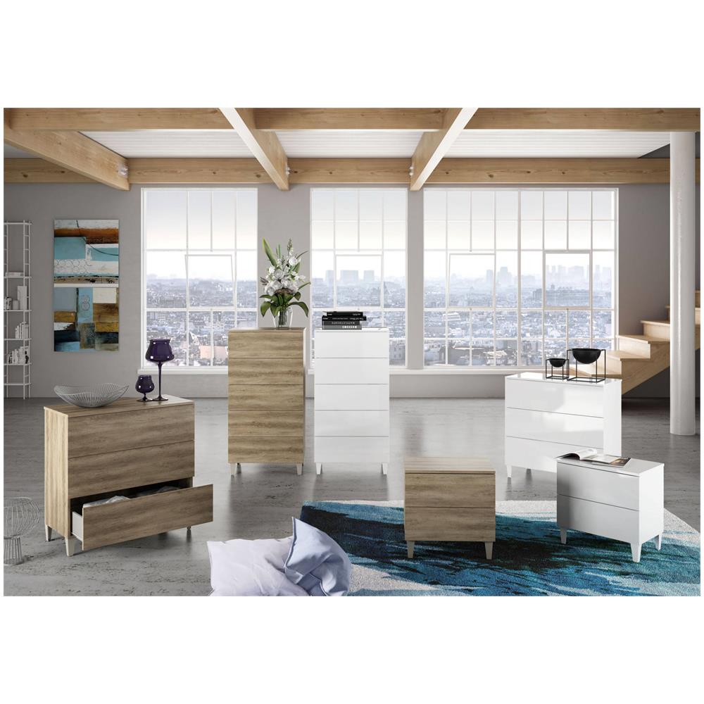 Cassettiera Baltimora, Settimanale A 3 Cassetti, Mobile Comò Per Camera Da Letto, Comò Moderno, 80x40h80 Cm, Bianco - Foto 3