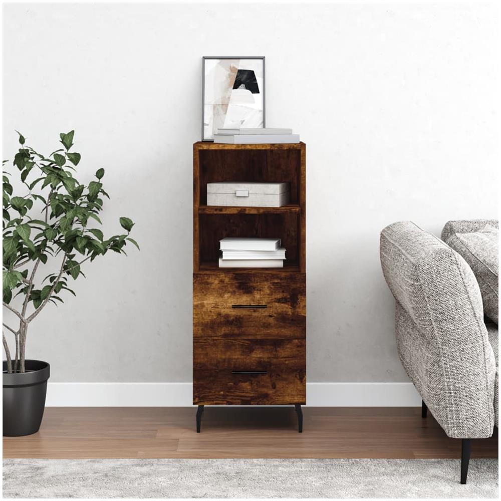 Credenza Rovere Fumo 34,5x34x90 Cm In Legno Multistrato - Foto 1