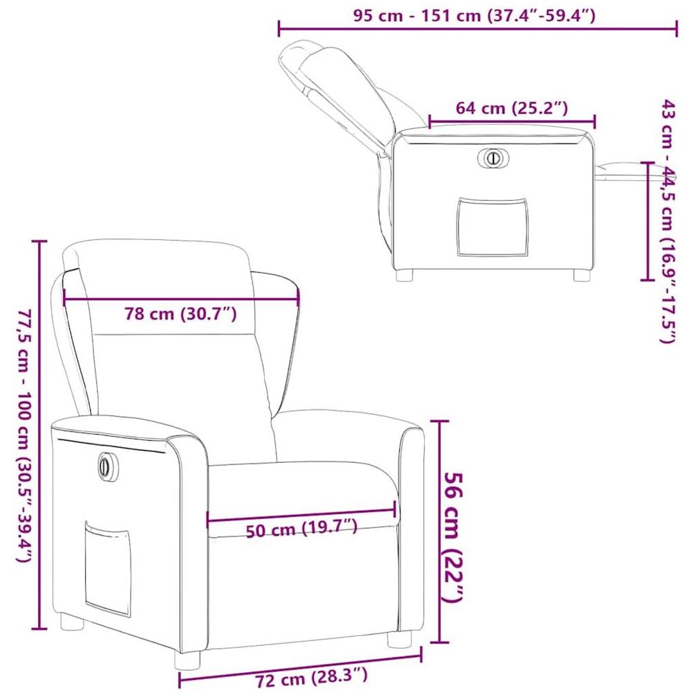 Poltrona Elettrica Reclinabile Grigio Scuro in Tessuto - Foto 9