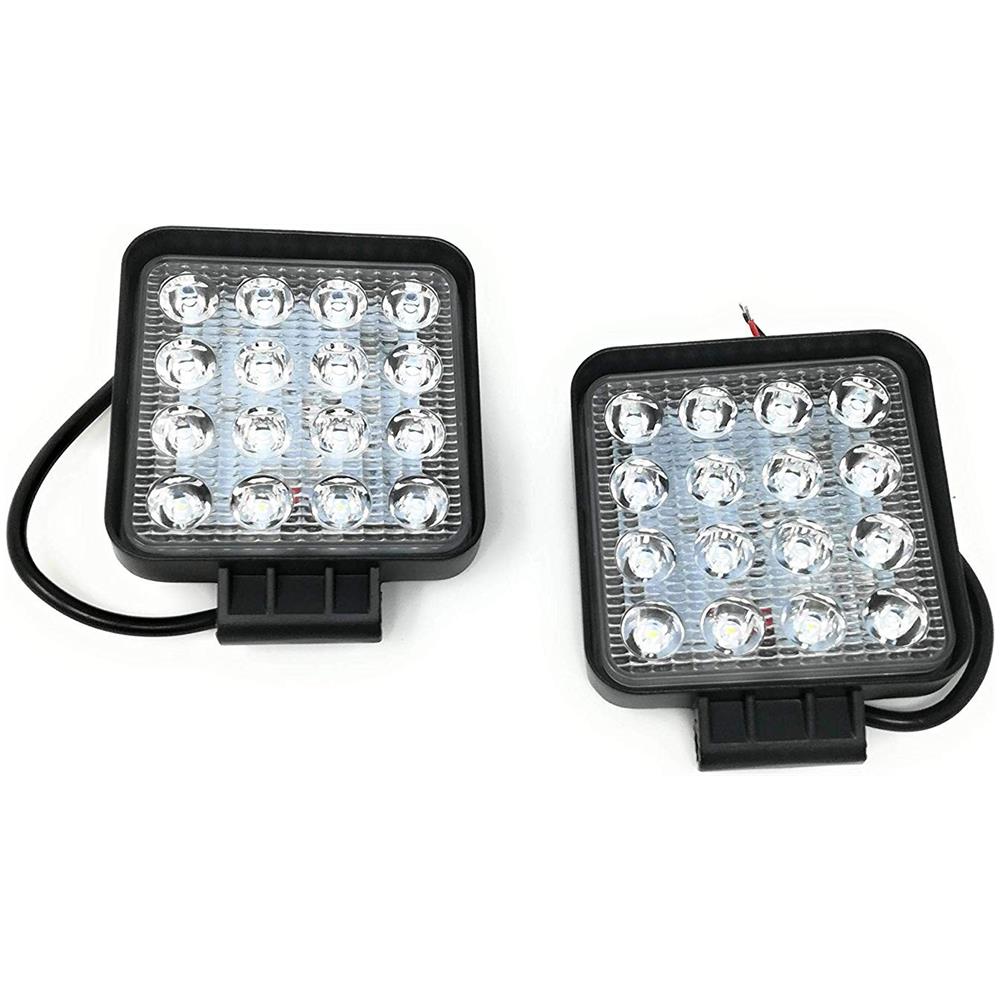 2x Faro 48w Quadrato Faretto Led Da Lavoro 16 Led Da 3w Di Profondità Auto Barca - Foto 1