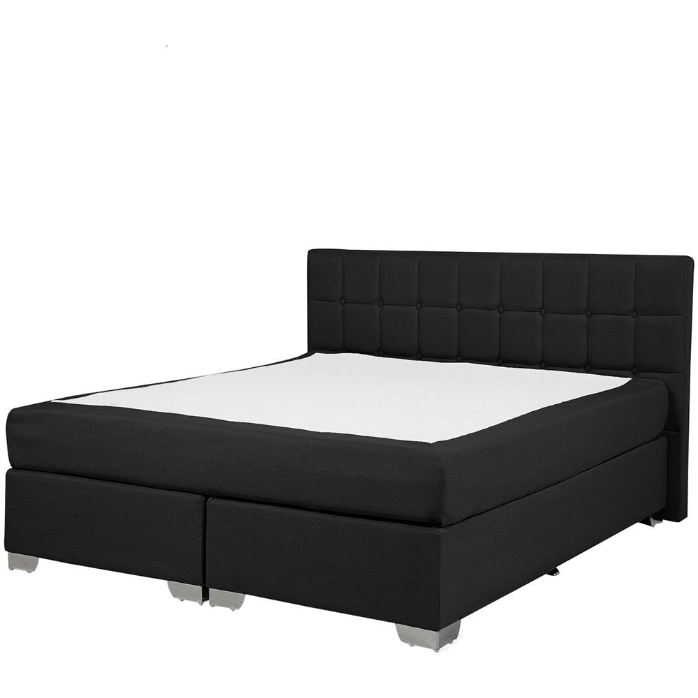 Letto Boxspring In Tessuto Nero 140 X 200 Cm Admiral - Foto 1