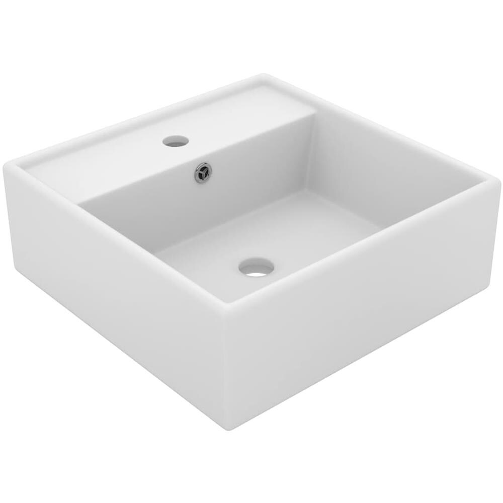 Lavabo Troppopieno Quadrato Bianco Opaco 41x41cm Ceramica - Foto 1