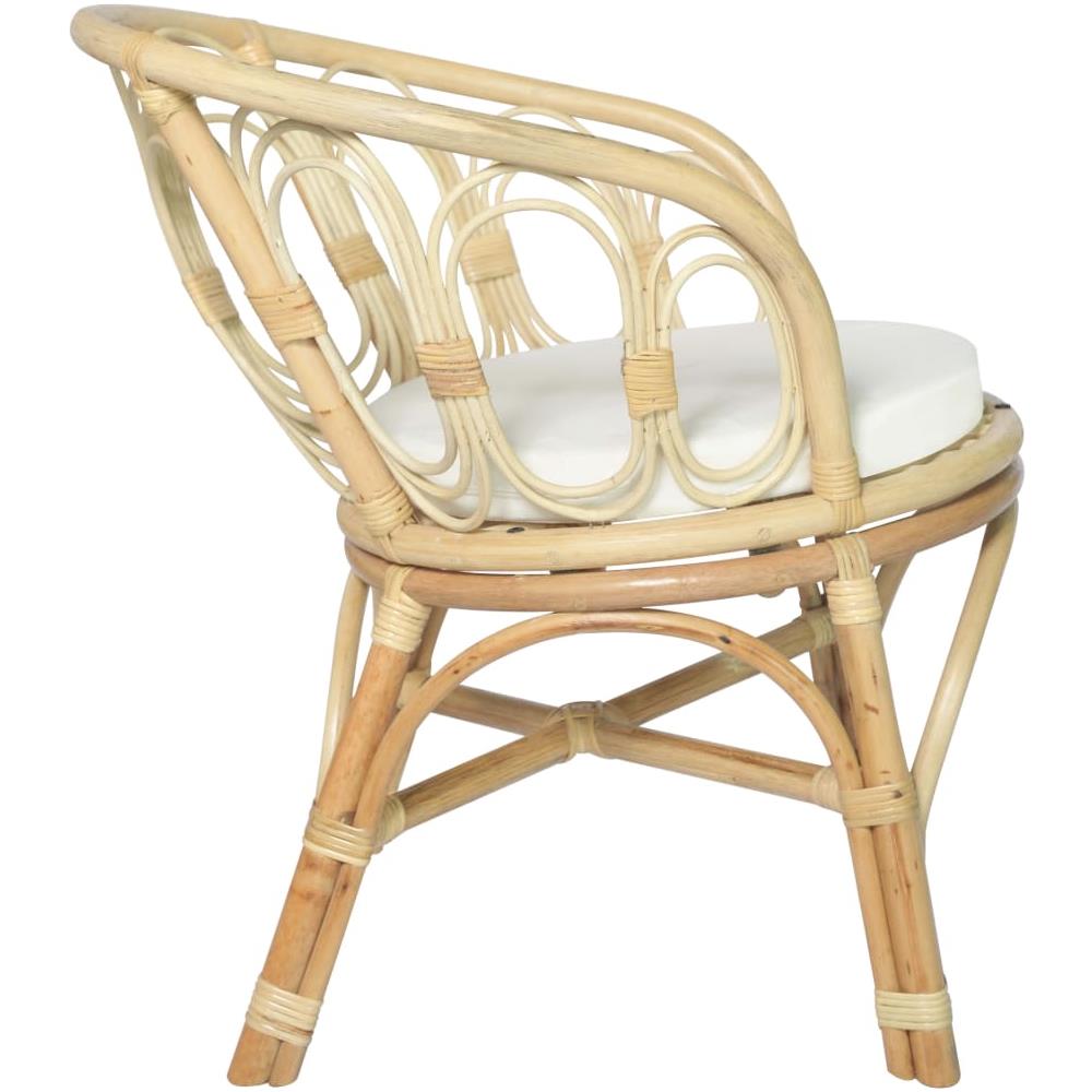 Sedia da Pranzo con Cuscino in Rattan Naturale e Lino 72 x 68 x 76 cm - Foto 2