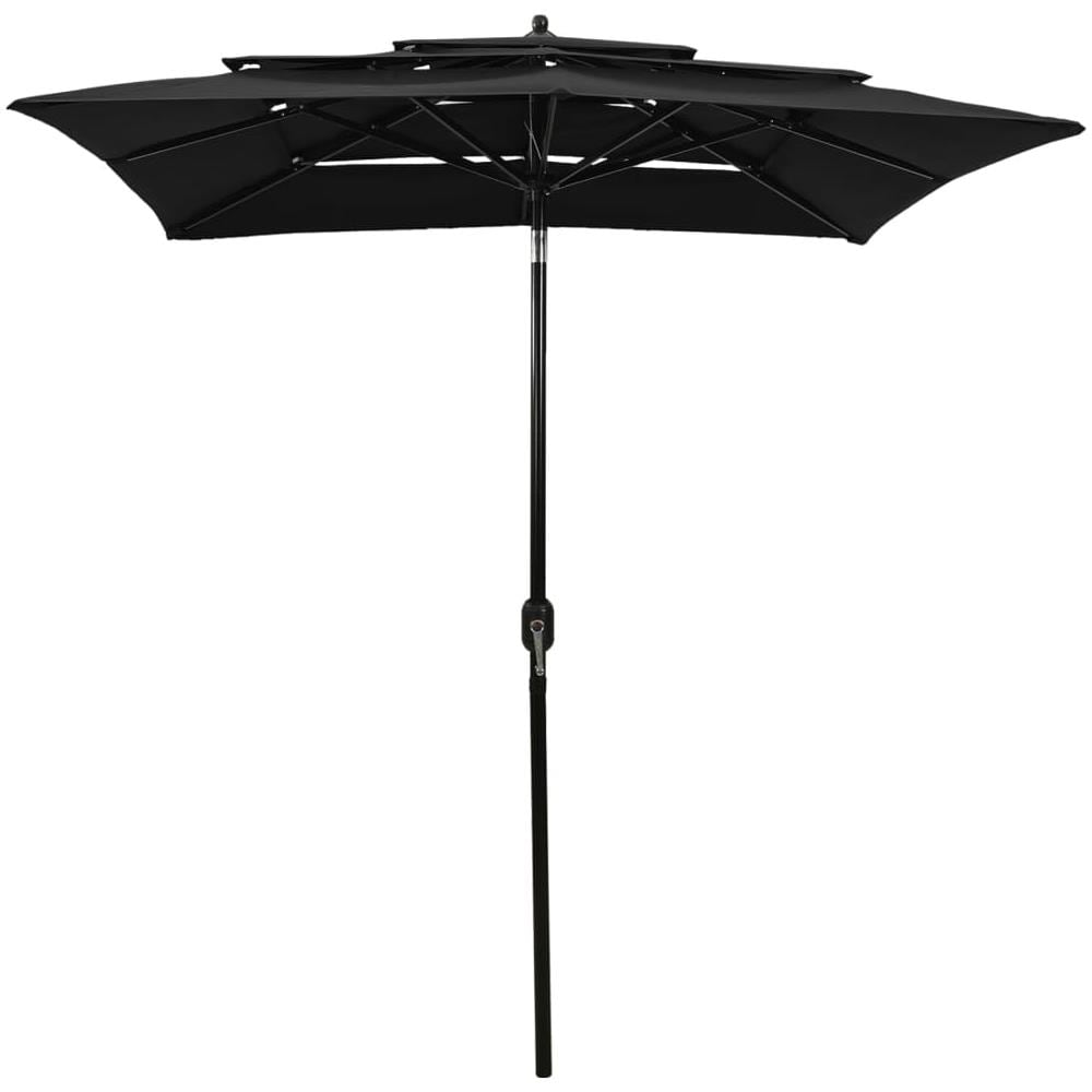 Ombrellone a 3 Livelli con Palo in Alluminio Nero 2x2 m - Foto 3