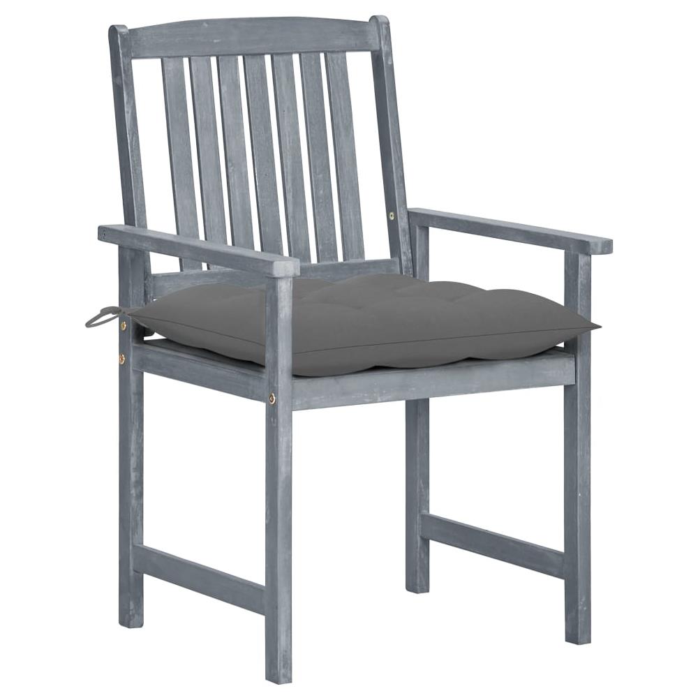 Sedie da Giardino con Cuscini 4 pz in Massello di Acacia Grigio - Foto 3