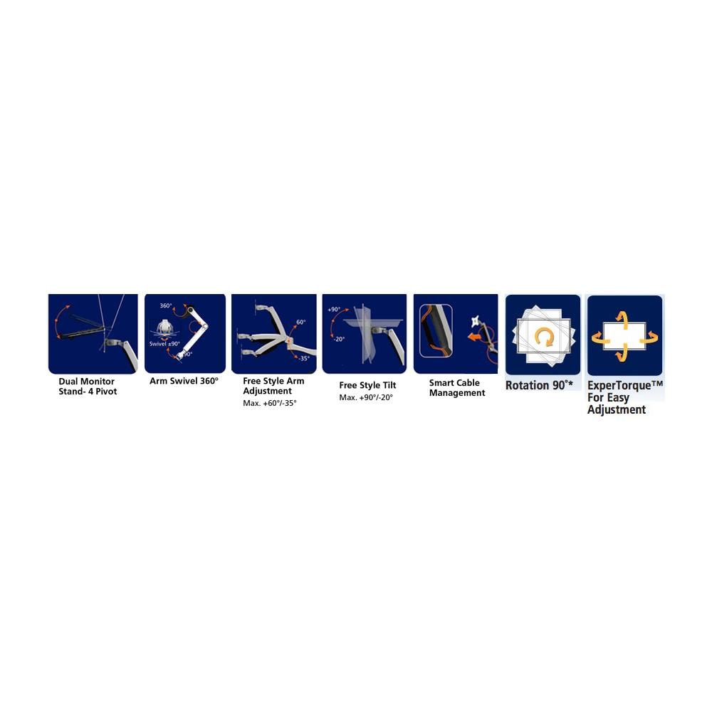 AC742, 75 x 75, 100 x 100 mm, Nero, Argento, Alluminio, Plastica, Acciaio, -90 - 90°, -20 - 90° - Foto 2