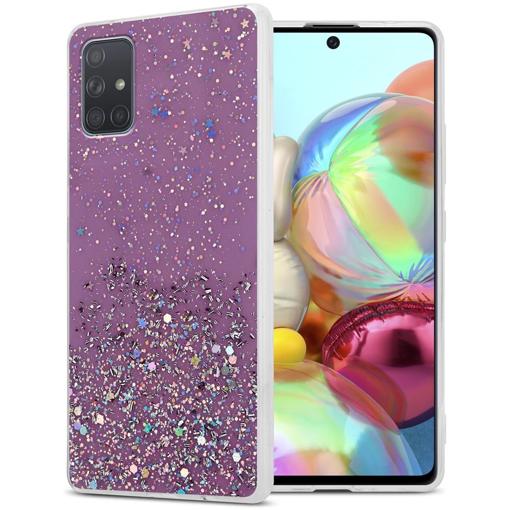 Custodia Compatibile Con Samsung Galaxy A71 4g In Viola Con Glitter - Coperchio Protettivo In Silicone Tpu Flessibile Con Glitter Scintillanti - Foto 1