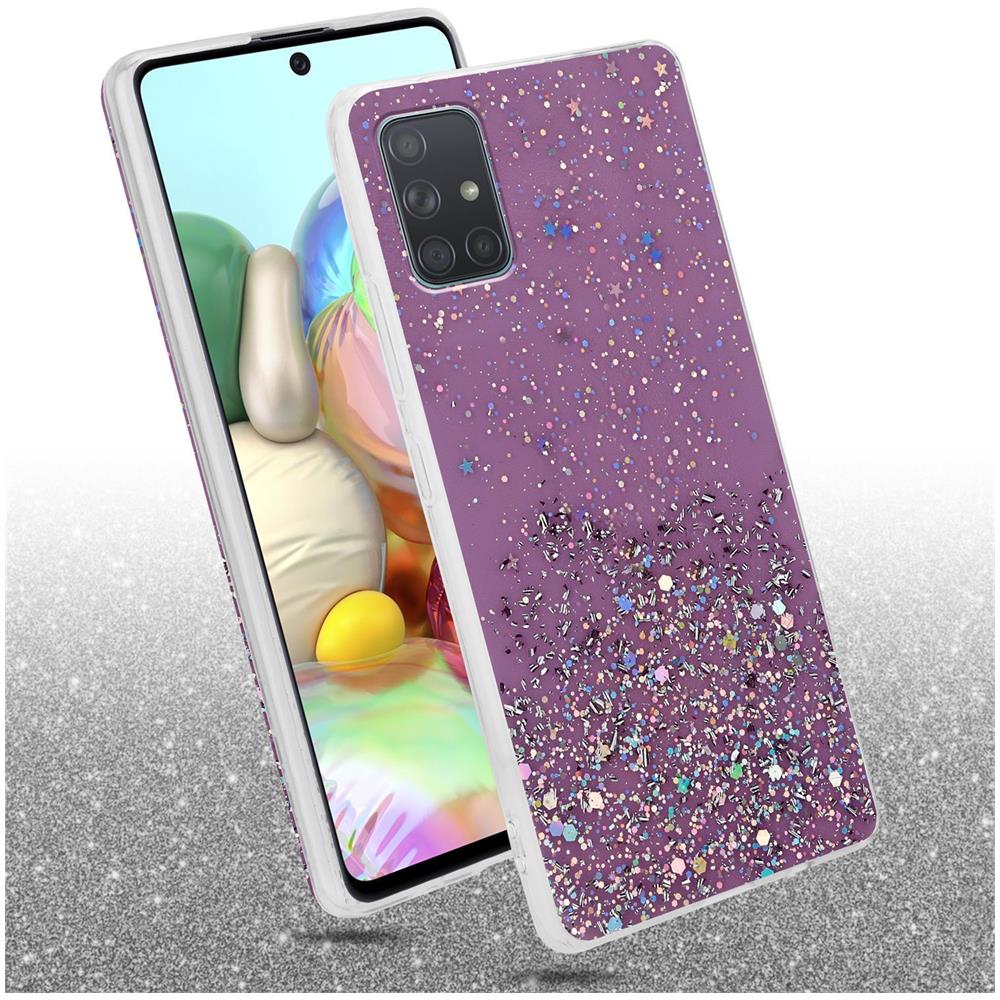 Custodia Compatibile Con Samsung Galaxy A71 4g In Viola Con Glitter - Coperchio Protettivo In Silicone Tpu Flessibile Con Glitter Scintillanti - Foto 2