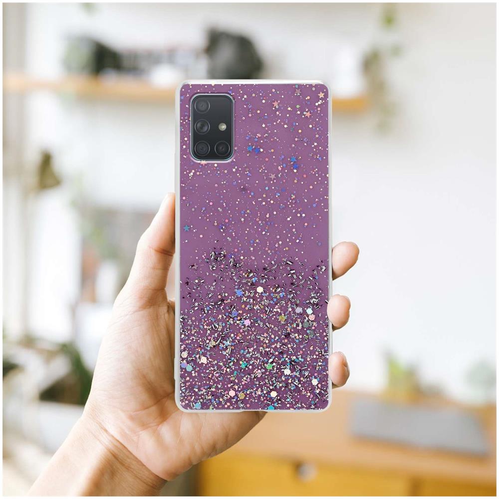 Custodia Compatibile Con Samsung Galaxy A71 4g In Viola Con Glitter - Coperchio Protettivo In Silicone Tpu Flessibile Con Glitter Scintillanti - Foto 7