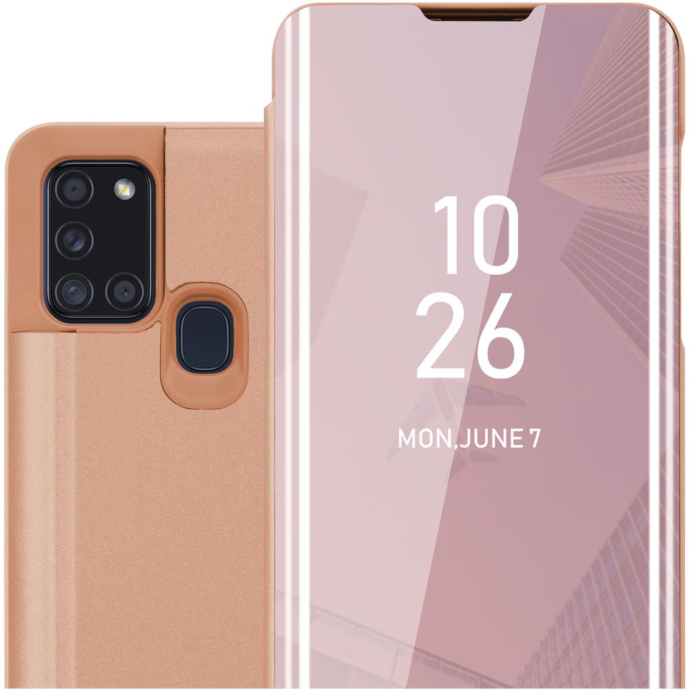 Custodia Compatibile Con Samsung Galaxy A21s In Kunzit Rosa - Clear View Specchio Coperchio Protettivo Con Funzione Di Supporto Protezione A 360 Gradi - Foto 1