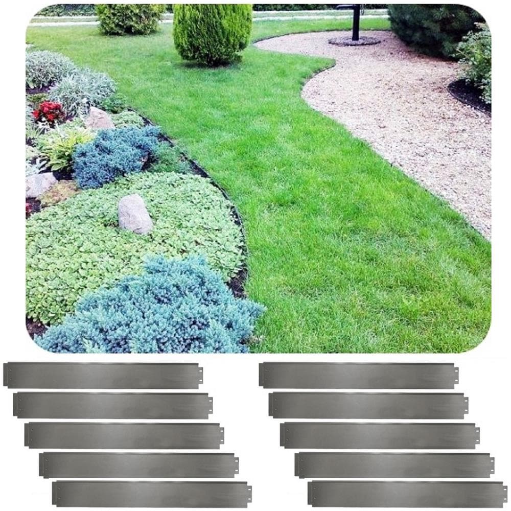 Set Di 10 Bordure Per Aiuole In Metallo Galvanizzato 14cm X 100cm | Aiuole Giardino | Cordoli Per Aiuole - Foto 1