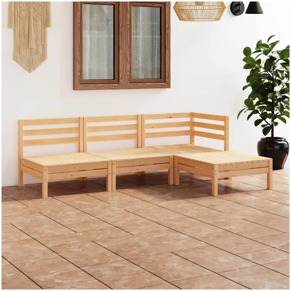 Set Salotto da Giardino 4 pz in Legno Massello di Pino - Foto 1