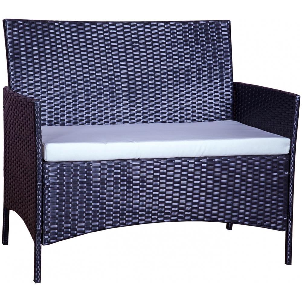 Salotto Da Giardino 4 Posti In Resina Intrecciata Bianco/nero Mykonos - Foto 8