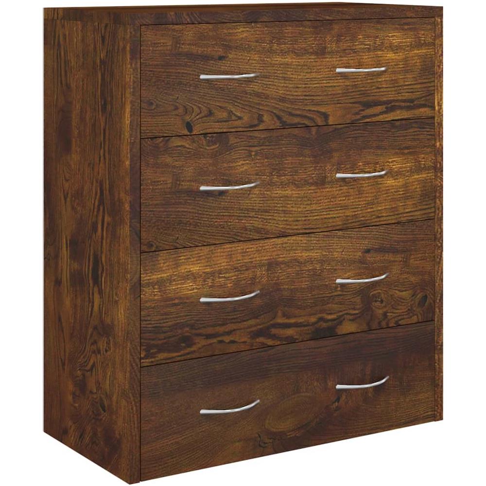 Credenza Con 4 Cassetti 60x30,5x71 Cm Rovere Fumo - Foto 3
