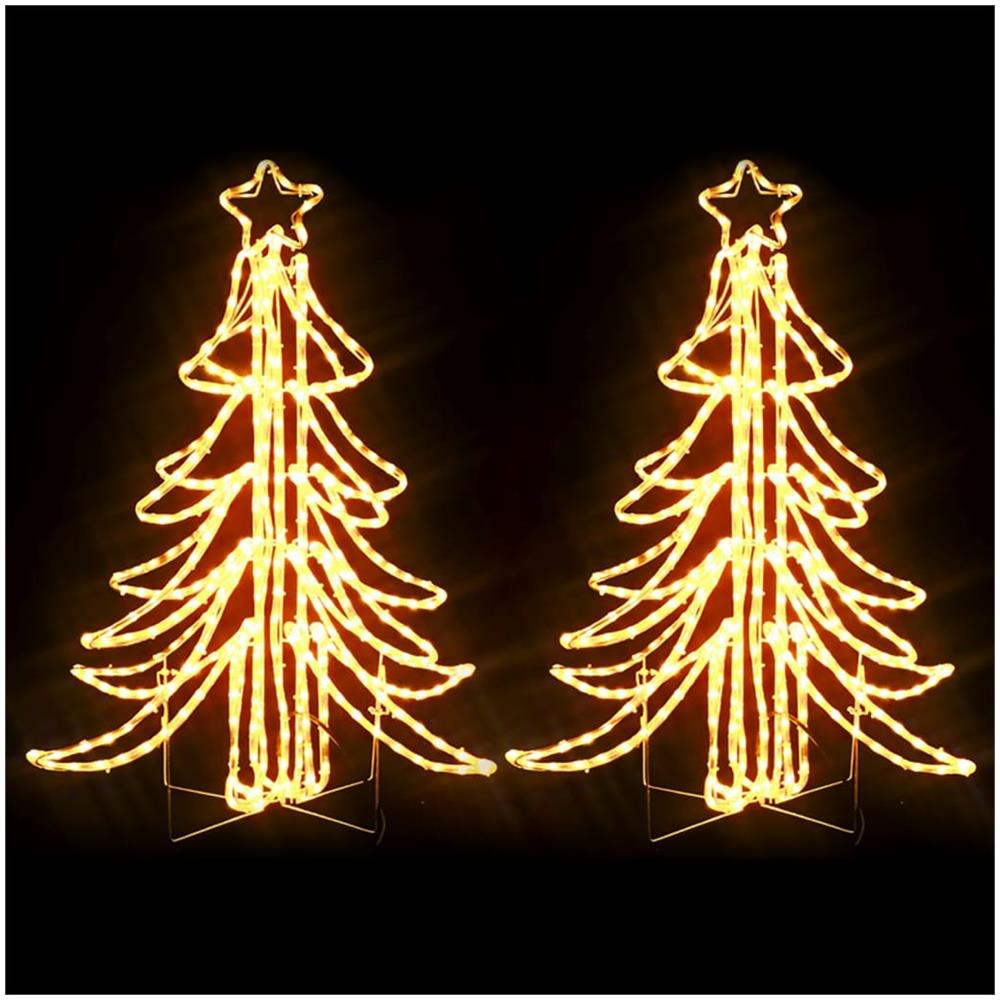 Figura Albero Natale Pieghevole Led 2pz Bianco Caldo 87x87x93cm - Foto 2