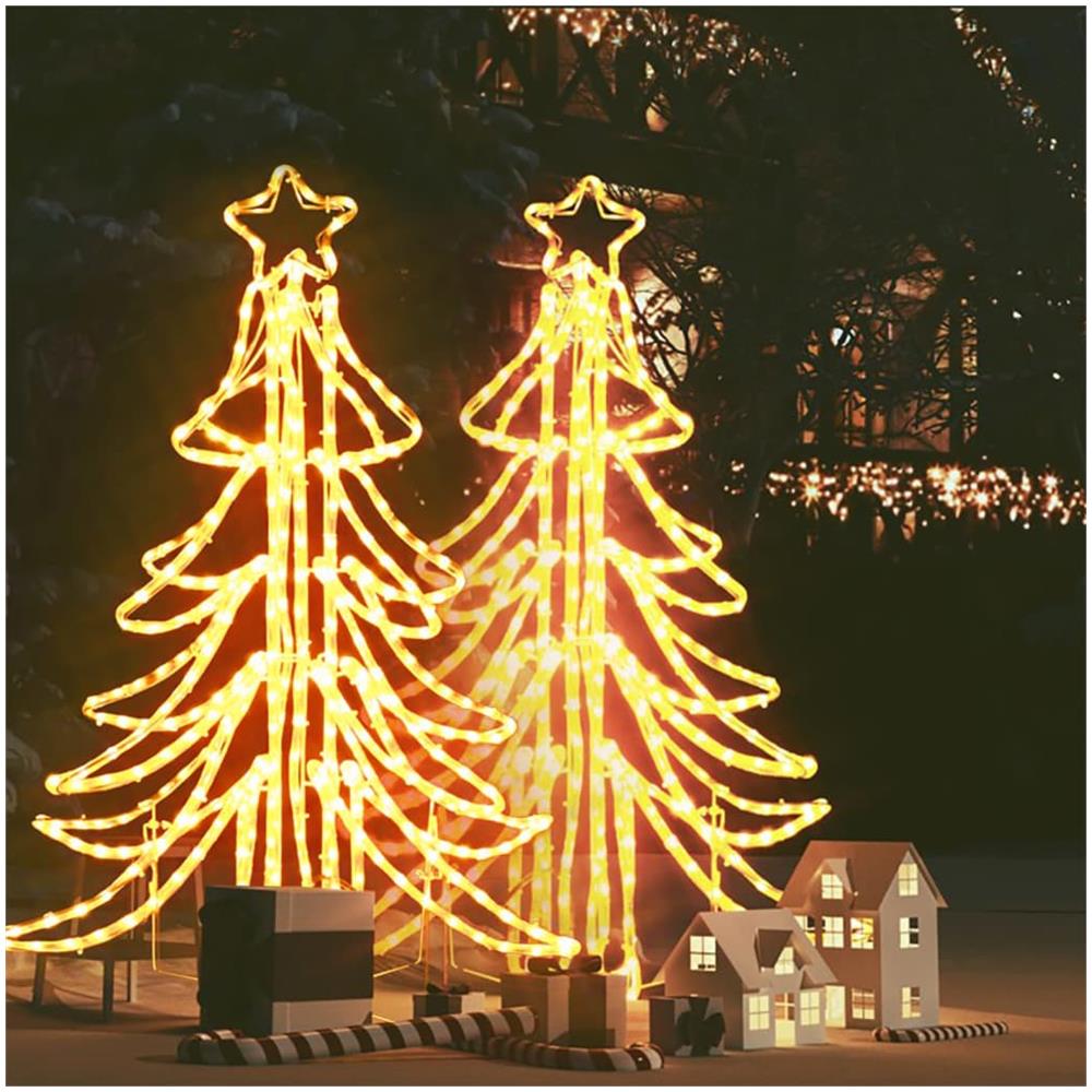 Figura Albero Natale Pieghevole Led 2pz Bianco Caldo 87x87x93cm - Foto 1