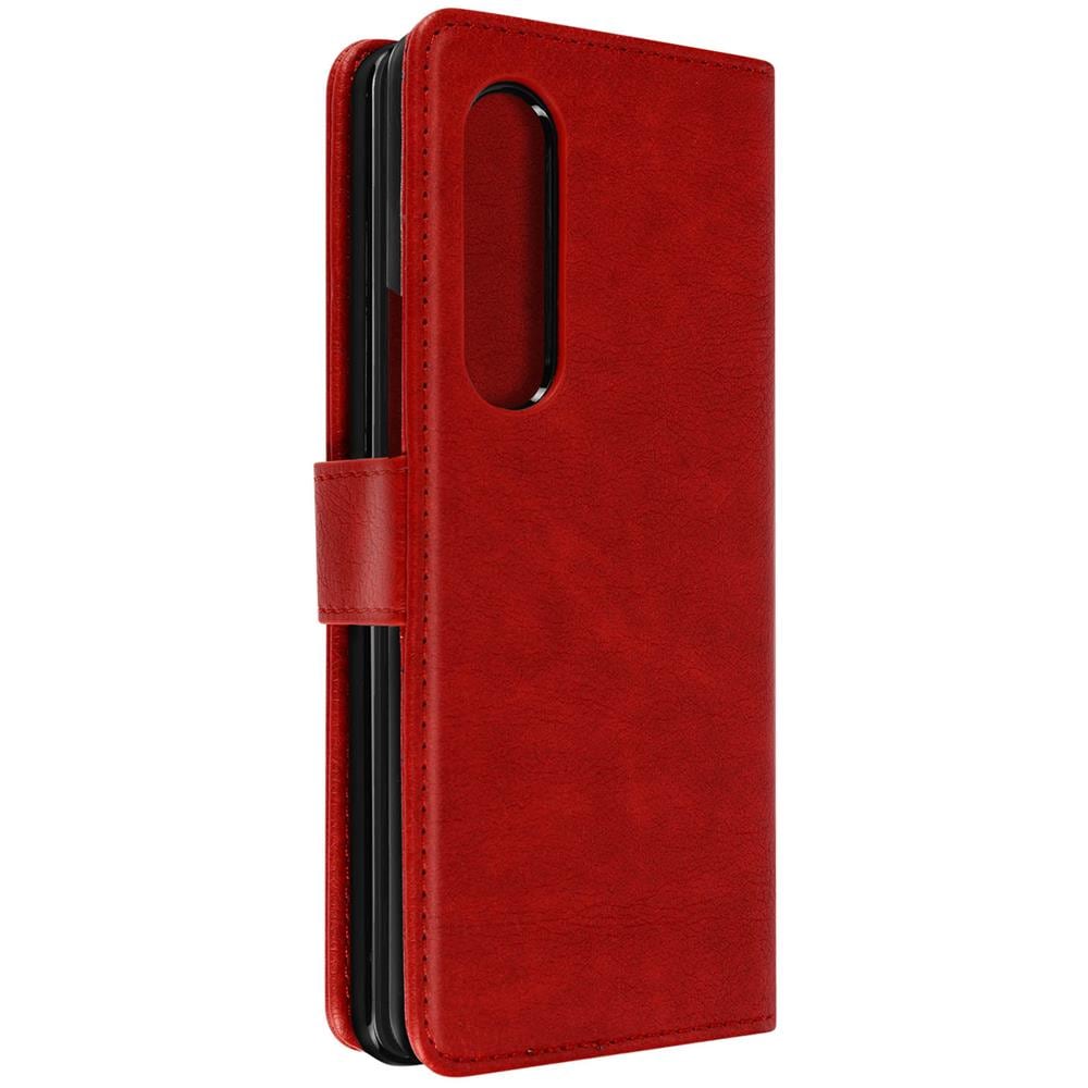Cover Per Samsung Z Fold4, Portacarte E Chiusura Linguetta Magnetica Rossa - Foto 2