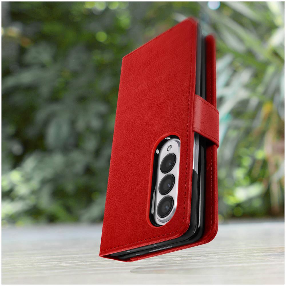 Cover Per Samsung Z Fold4, Portacarte E Chiusura Linguetta Magnetica Rossa - Foto 5
