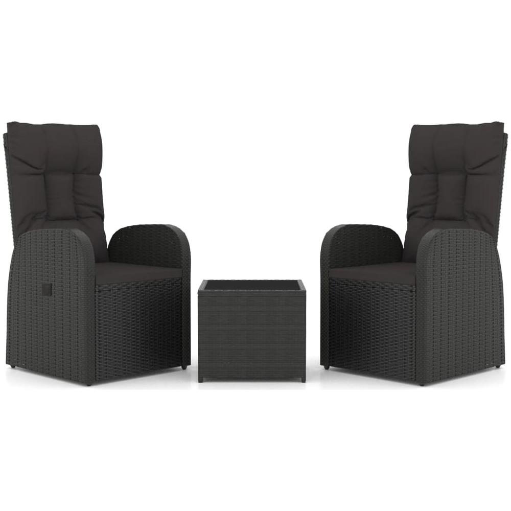 Set Mobili Da Giardino 3 Pz Nero Polyrattan E Acciaio - Foto 2