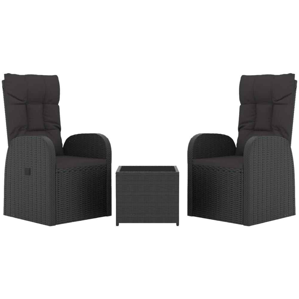 Set Mobili Da Giardino 3 Pz Nero Polyrattan E Acciaio - Foto 3