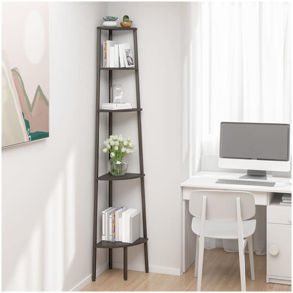 Scaffale Angolare A 5 Livelli Nero 45,5x31,5x180 Cm - Foto 1