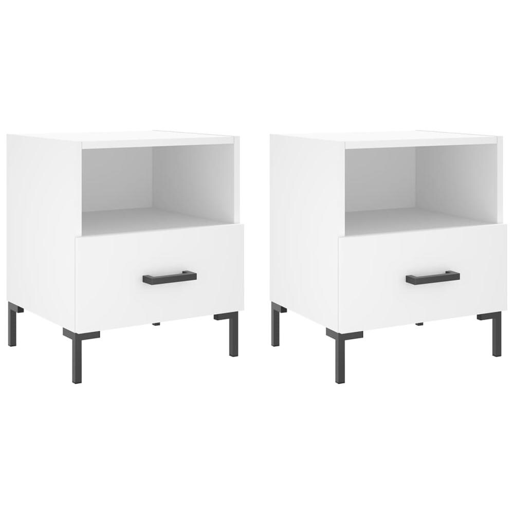 Comodini 2 Pz Bianchi 40x35x47,5 Cm In Legno Multistrato - Foto 2