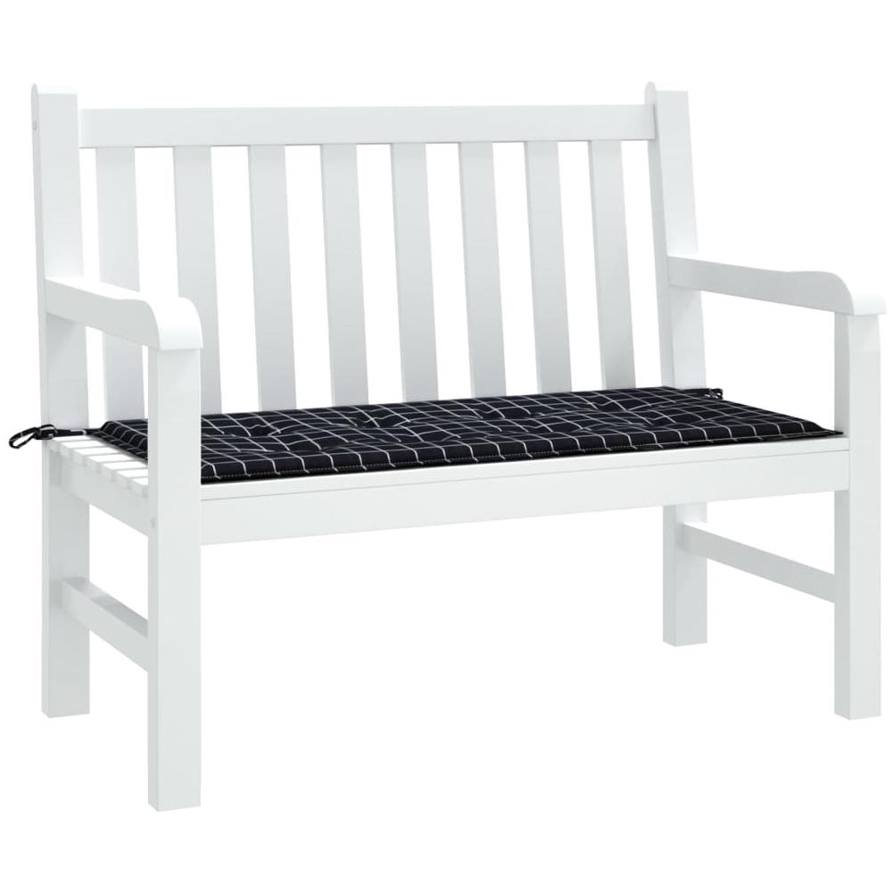 Cuscino Panca Giardino A Quadri Nero 120x50x3cm Tessuto Oxford - Foto 3