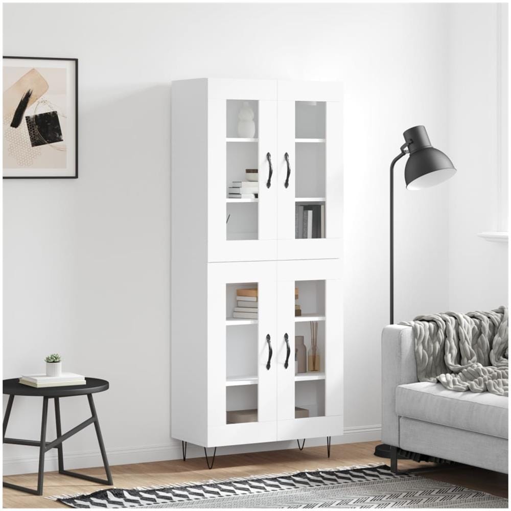 Credenza Bianca 69,5x34x180 Cm In Legno Multistrato - Foto 1