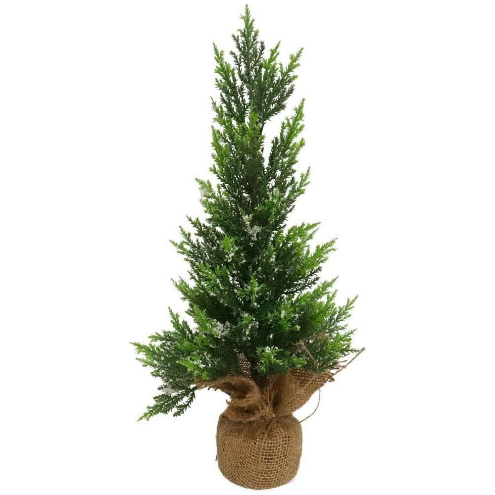 Albero di natale 55cm Alberello Pino con Base Sacco Iuta Decorazione Natalizia - Foto 2