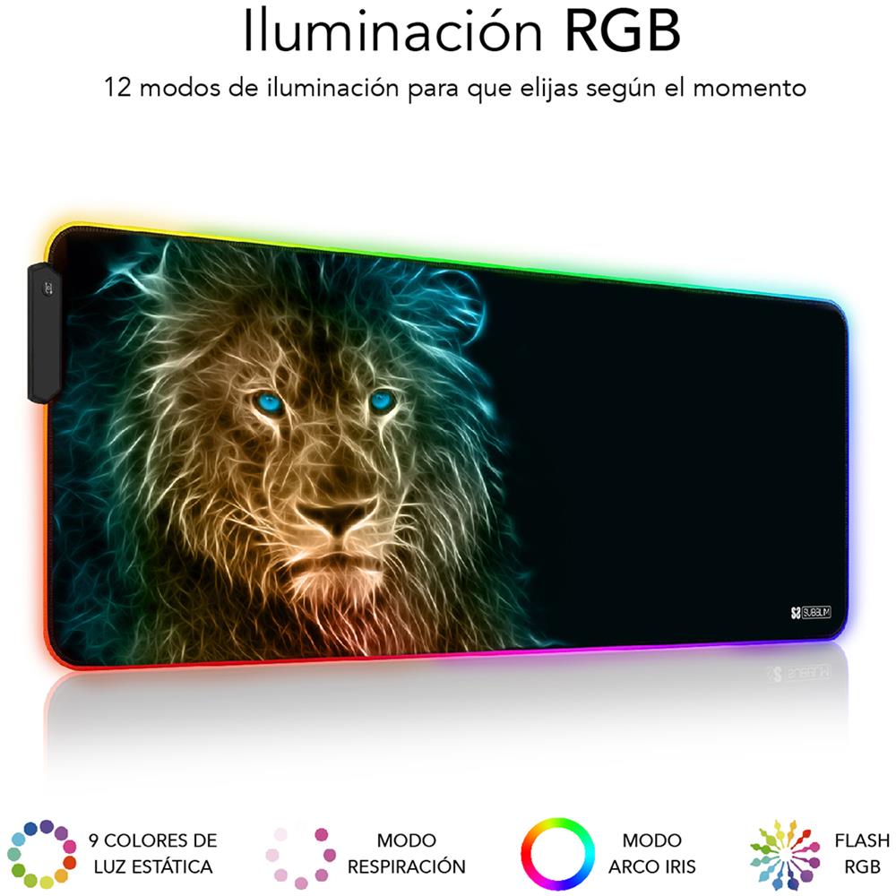 SUBMP-02RGB10 tappetino per mouse Tappetino per mouse per gioco da computer Nero, Multicolore - Foto 2